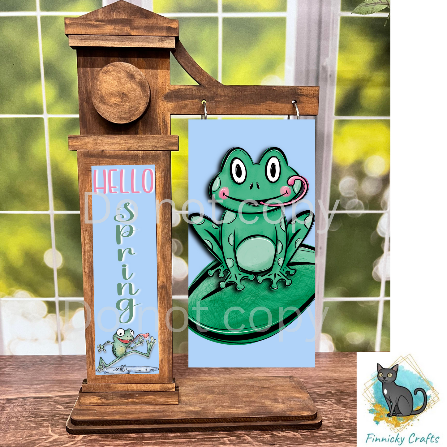 2-Piece, Interchangeable Happy Spring Frog Sign Inserts, Sublimation, Digital, PNG, Design, Download
