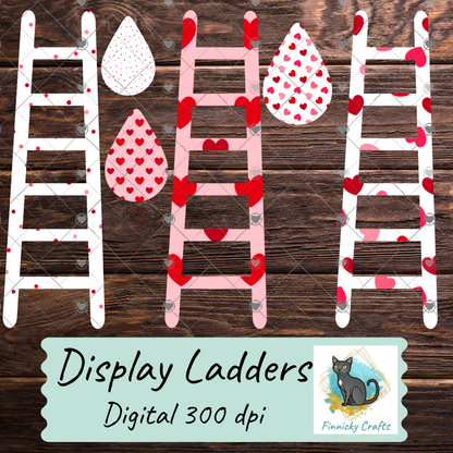 Hearts Ladders with teardrop earrings Sublimation Design png