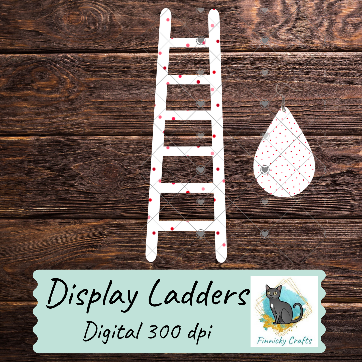 Hearts Ladders with teardrop earrings Sublimation Design png