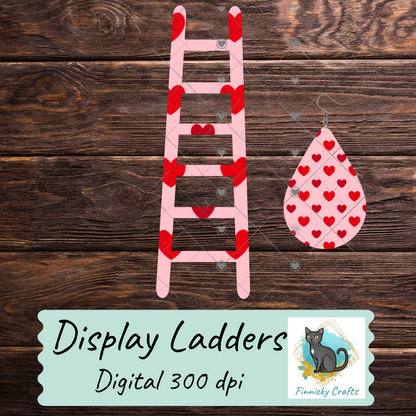 Hearts Ladders with teardrop earrings Sublimation Design png