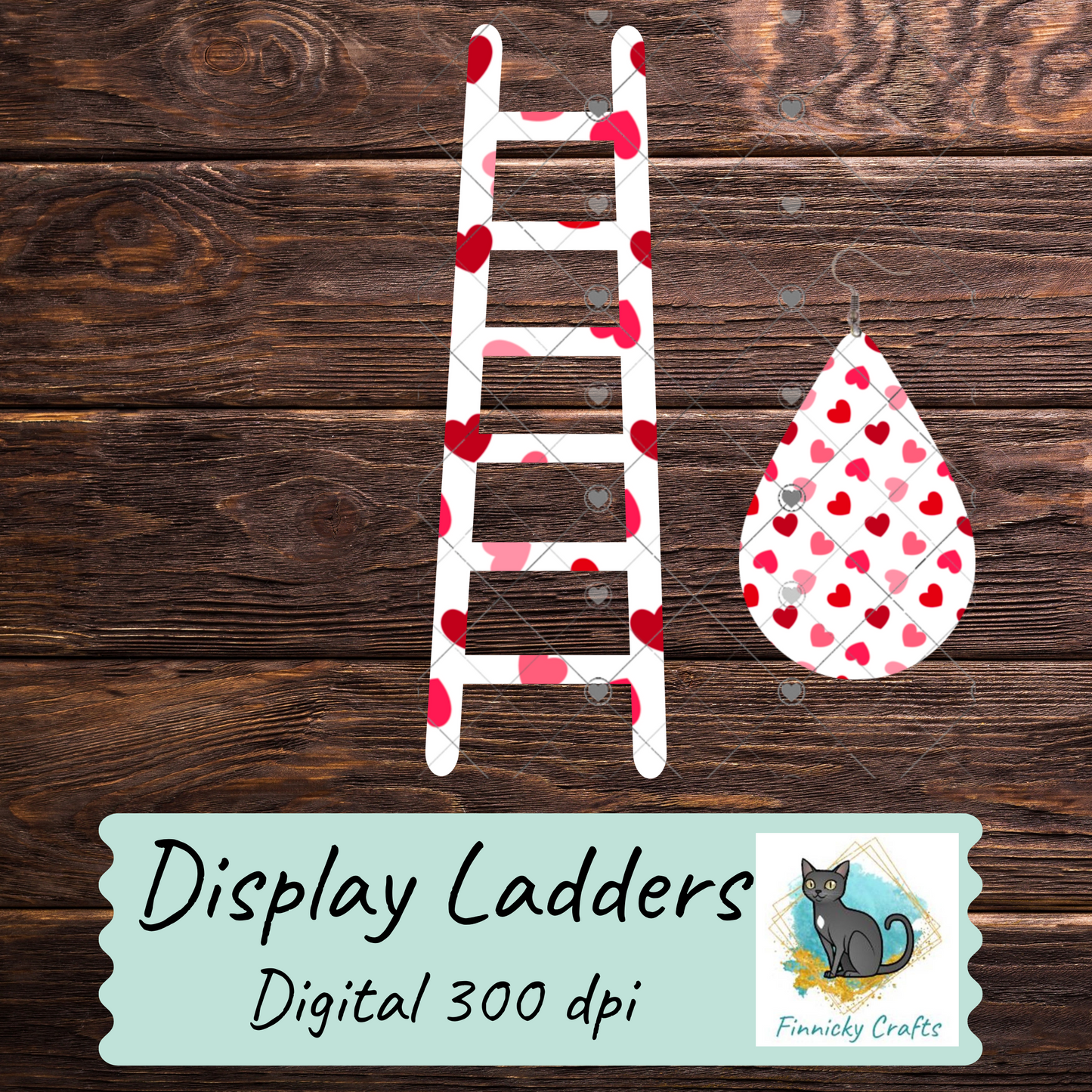 Hearts Ladders with teardrop earrings Sublimation Design png