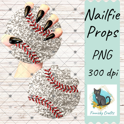Round Shaped Baseball bundle Nailfie Prop - Sublimation - Digital Design