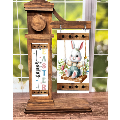 2-Piece, Customizable, Interchangeable Easter Bunny Sign Inserts, Sublimation, Digital, PNG, Design, Download