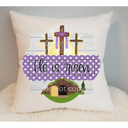 Quatrefoil Easter He is Risen Door Sign PNG Digital Download for Sublimation, Door Hanger, Earrings PNG