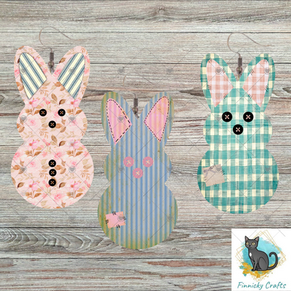 Bunny Bundle, Old Fabrics, Sublimation, Digital, PNG Design, Download for Earrings, Wall Decor, Door Hanger, Keychain