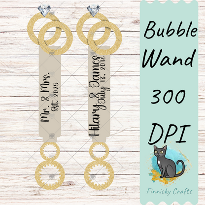 Customizeable Wedding Bubble Wand Sublimation PNG - Instant Digital Download - PNG