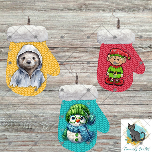 Mittens Winter, Bundle, Sublimation, Digital Design, PNG, Download, Decoration, Earring, Door Hanger, Ornament