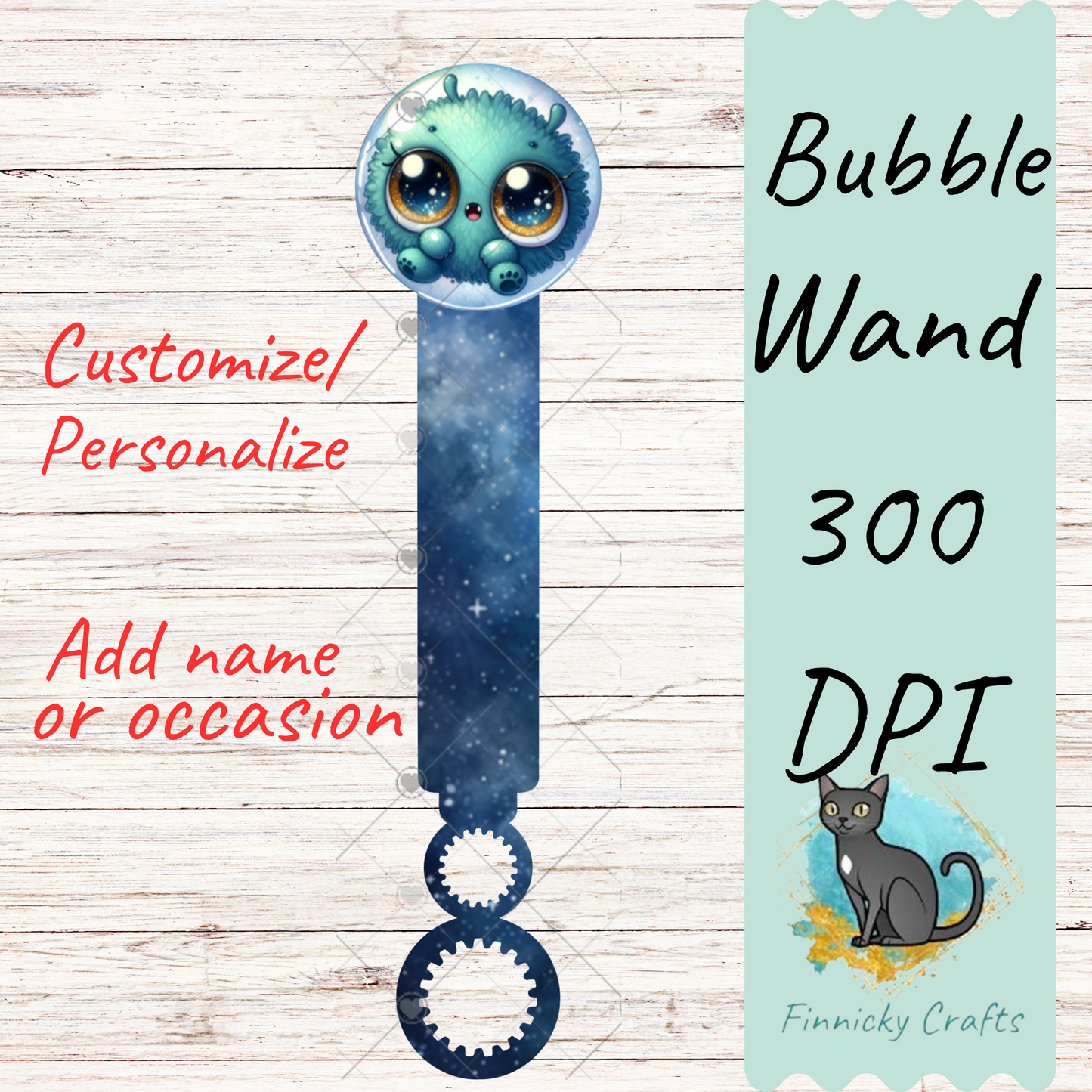 Round Alien Bubble Wand Sublimation PNG - Instant Digital Download - PNG