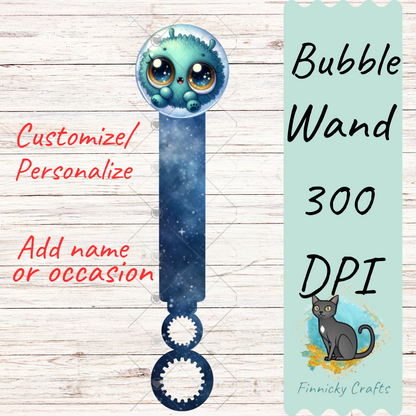 Round Alien Bubble Wand Sublimation PNG - Instant Digital Download - PNG