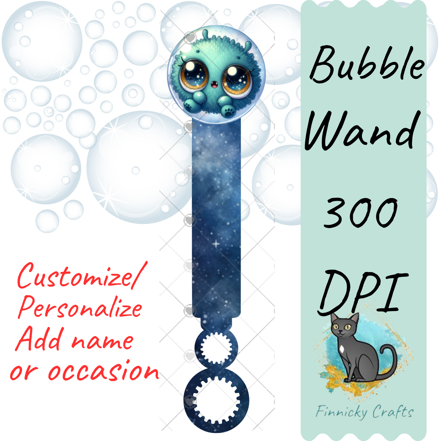 Round Alien Bubble Wand Sublimation PNG - Instant Digital Download - PNG