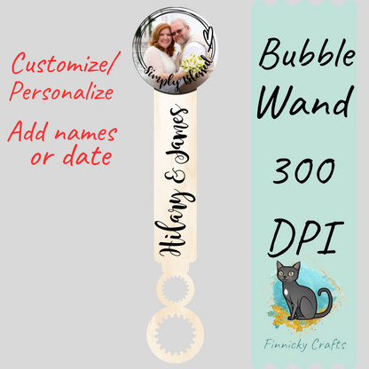 Customizeable Wedding Photo Bubble Wand Sublimation PNG - Instant Digital Download - PNG