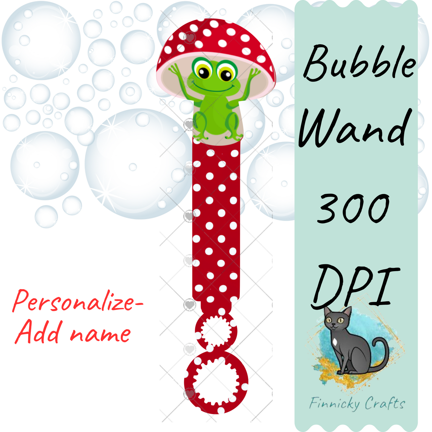 Frog Mushroom Bubble Wand Sublimation PNG - Instant Digital Download - PNG