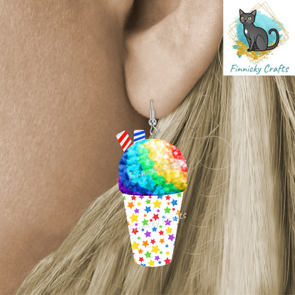 Snow Cone Earrings Bundle Sublimation, Rainbow, Digital, PNG, Design, Download