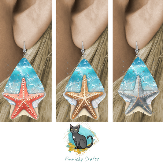 Star Teardrop Earrings Bundle Sublimation, Digital, PNG, Design, Download, Beach, Starfish