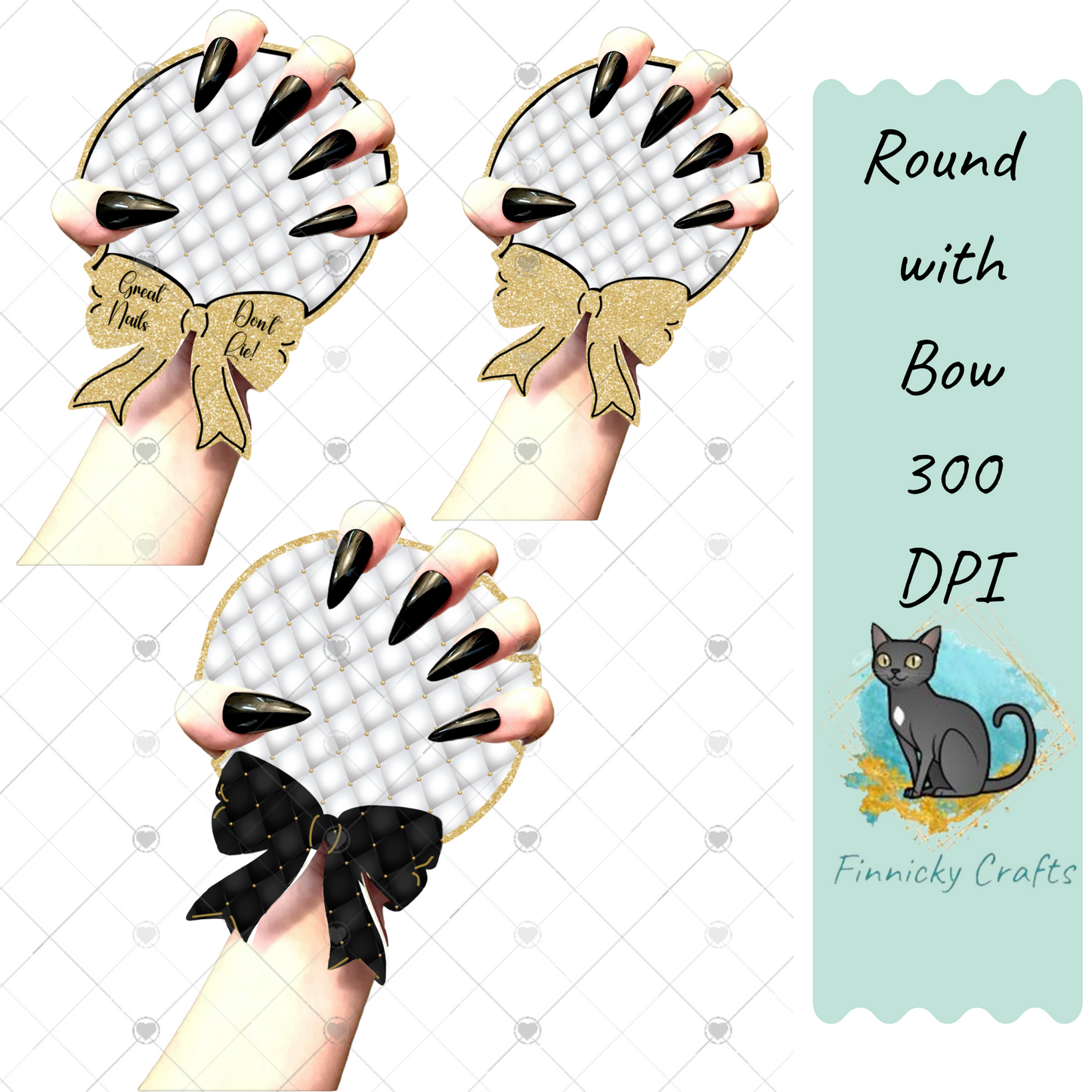 Round with Bow Quilted Nailfie Prop - Sublimation - Digital Design
