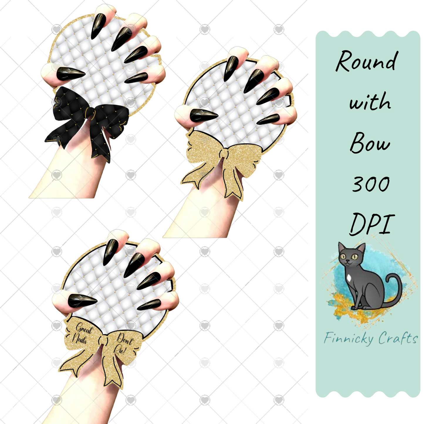 Round with Bow Quilted Nailfie Prop - Sublimation - Digital Design
