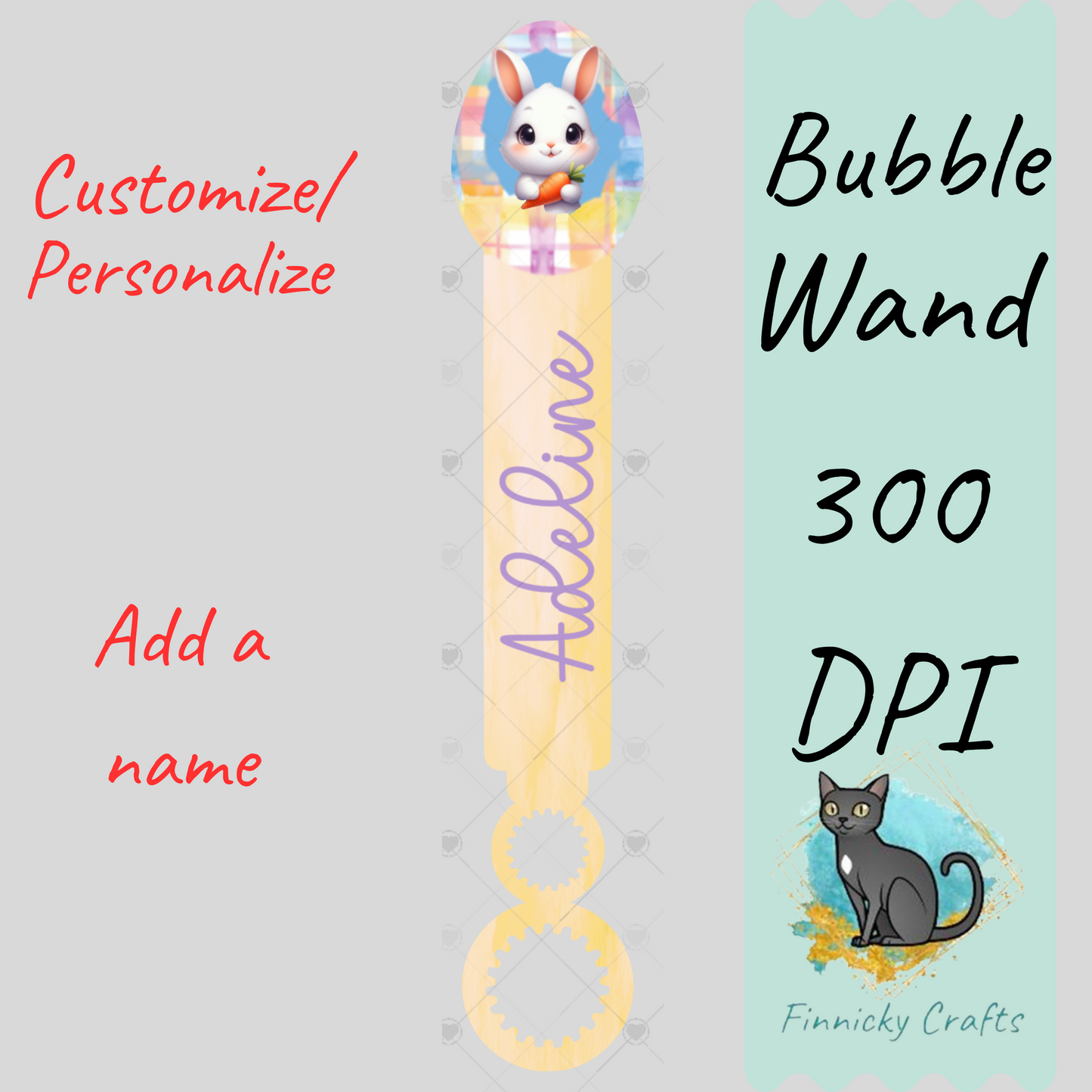 Bunny Egg Bubble Wand Sublimation PNG - Instant Digital Download - PNG