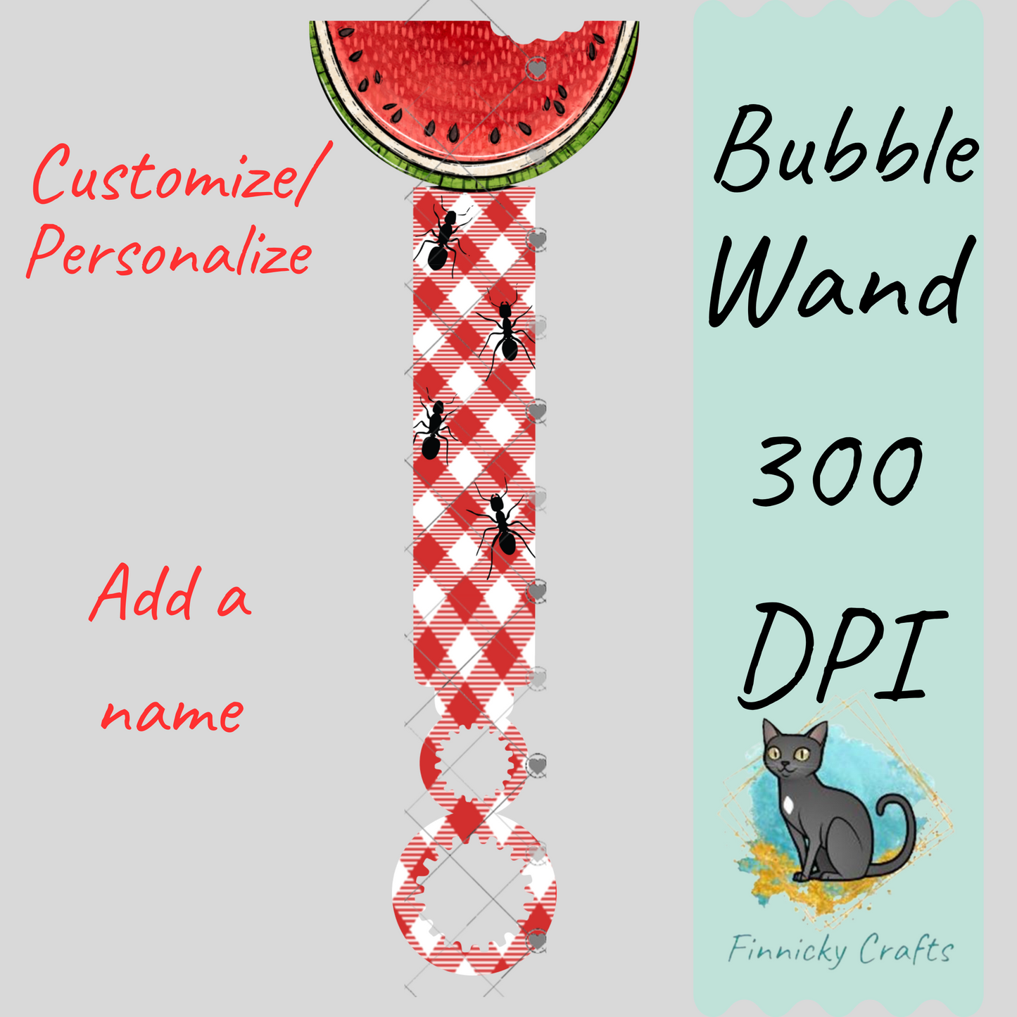 Watermelon Picnic Bubble Wand Sublimation PNG - Instant Digital Download - PNG