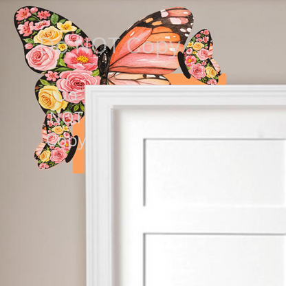 Floral Butterfly Corner Door Sitter- Door Topper - Decoration - Gift - PNG Digital Download for Sublimation
