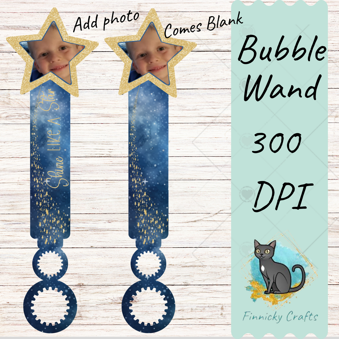 Customizeable Star Photo Bubble Wand Sublimation PNG - Instant Digital Download - PNG