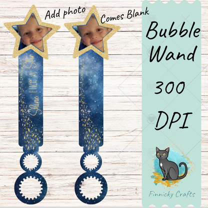 Customizeable Star Photo Bubble Wand Sublimation PNG - Instant Digital Download - PNG