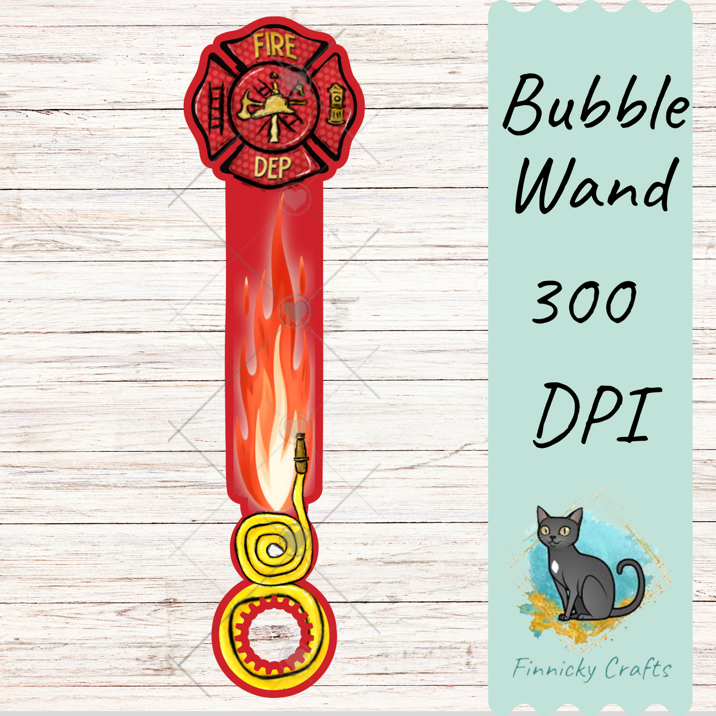 Firefighter Bubble Wand Sublimation PNG - Instant Digital Download - PNG