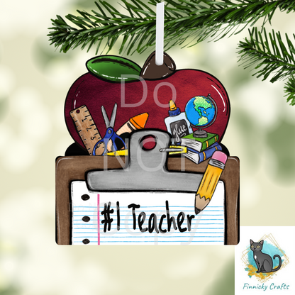 Customizable Teacher Ornament, Shirt, Sign, Apple, Digital png