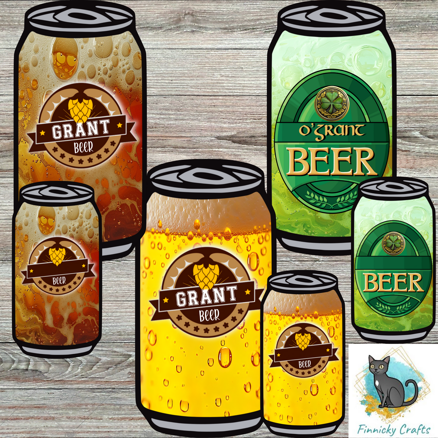 Beer, Green and Root Beer Cans Sublimation Bundle