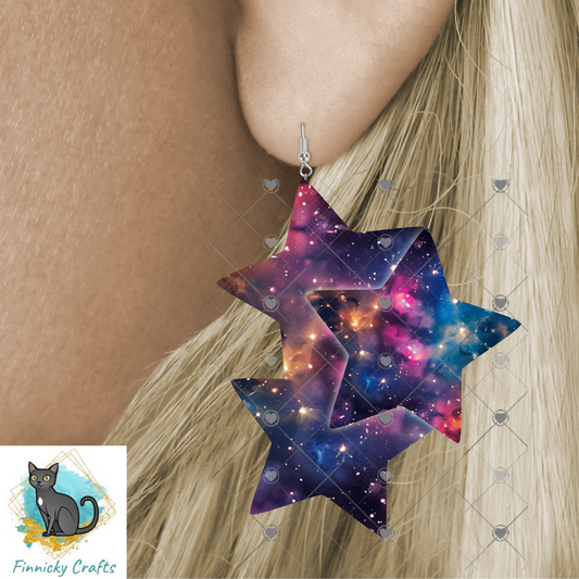 3 Star Cluster Earrings Bundle Sublimation, Digital, PNG, Design