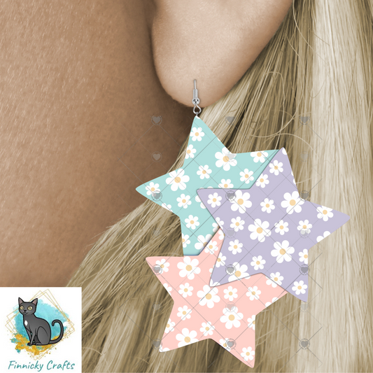 3 Star Cluster Earrings Bundle Sublimation, Digital, PNG, Design