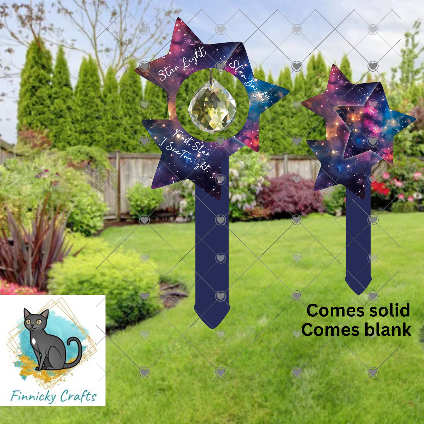 Star Trio Garden Stake, Sublimation, Customizable, Design png
