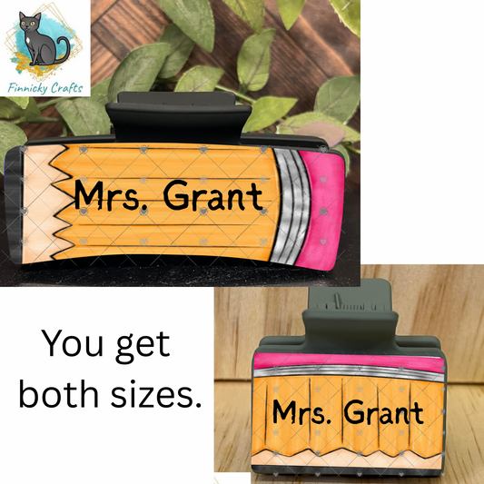 School, Teacher, Gift, Large hair clip, small hair clip sublimation, png