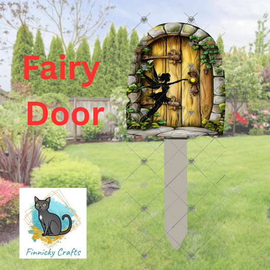 Fairy Door Garden Stake, Sublimation, Customizable, Design png - Gravestone garden stake