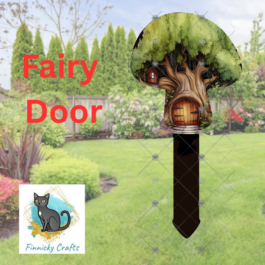 Fairy Door Garden Stake, Sublimation, Customizable, Design png - Mushroom garden stake