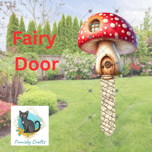 Fairy Door Garden Stake, Sublimation, Customizable, Design png - Mushroom garden stake