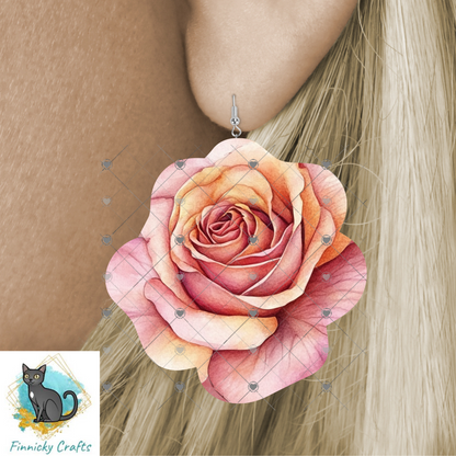 Rose Sublimation Flower Digital Design- Bundle - Earrings - Signs - Design - keyring - badge reel - bag shirt design