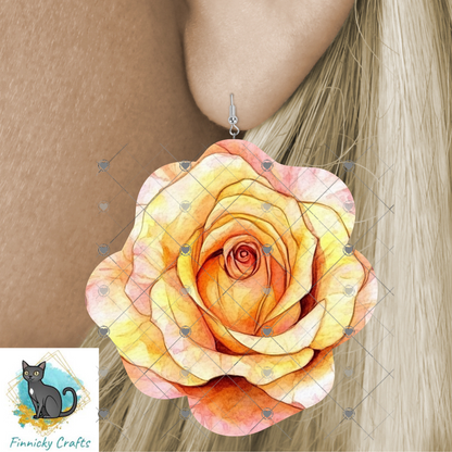 Rose Sublimation Flower Digital Design- Bundle - Earrings - Signs - Design - keyring - badge reel - bag shirt design