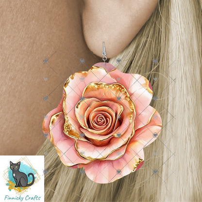 Rose Sublimation Flower Digital Design- Bundle - Earrings - Signs - Design - keyring - badge reel - bag shirt design