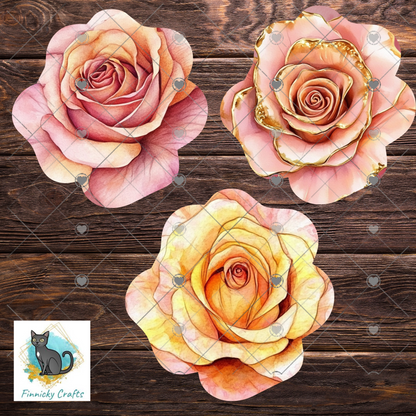 Rose Sublimation Flower Digital Design- Bundle - Earrings - Signs - Design - keyring - badge reel - bag shirt design