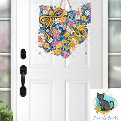 Floral Ohio State Shape, 2 versions, Sublimation, PNG, Digital Download, Door Hanger, Ornament (Copy)