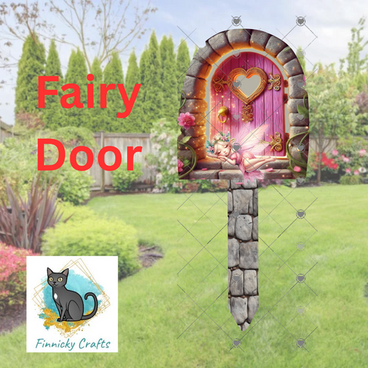 Fairy Door Garden Stake, Sublimation, Customizable, Design png - Gravestone garden stake