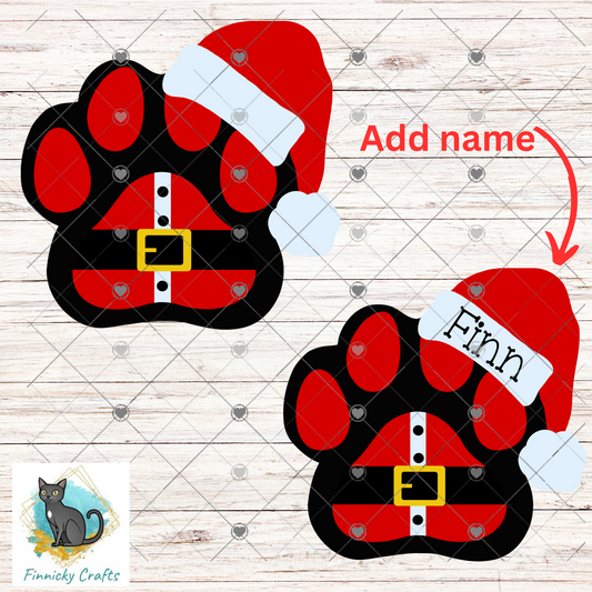 Santa Paws, Customizable (Add words, names), Light Base, Digital, Decor, suncatcher, night light, ornament, earrings