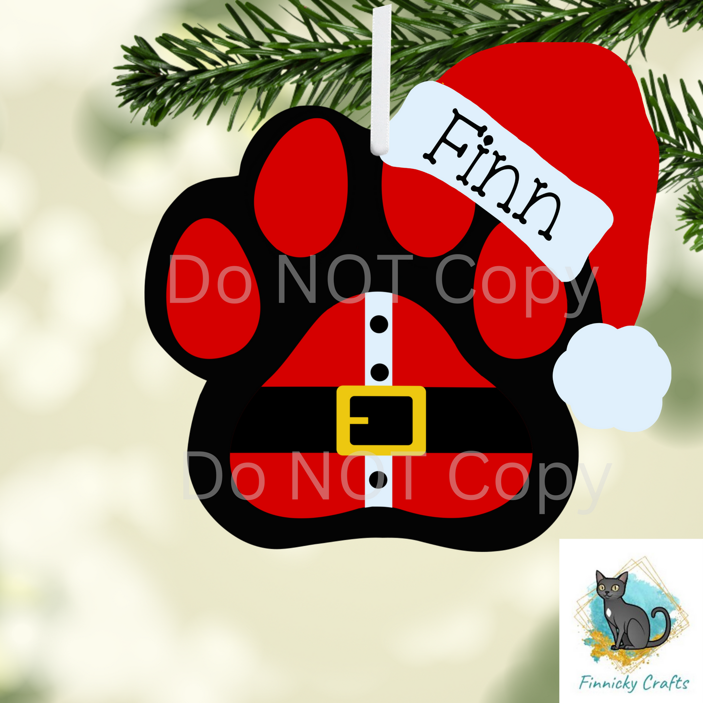 Santa Paws, Customizable (Add words, names), Light Base, Digital, Decor, suncatcher, night light, ornament, earrings
