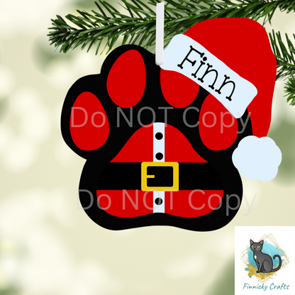Santa Paws, Customizable (Add words, names), Light Base, Digital, Decor, suncatcher, night light, ornament, earrings