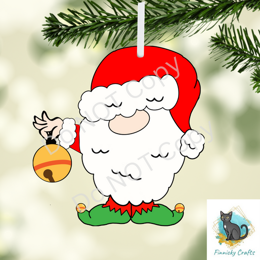 Santa Gnome holding bell Christmas Design png, ornament, sign, sweatshirt