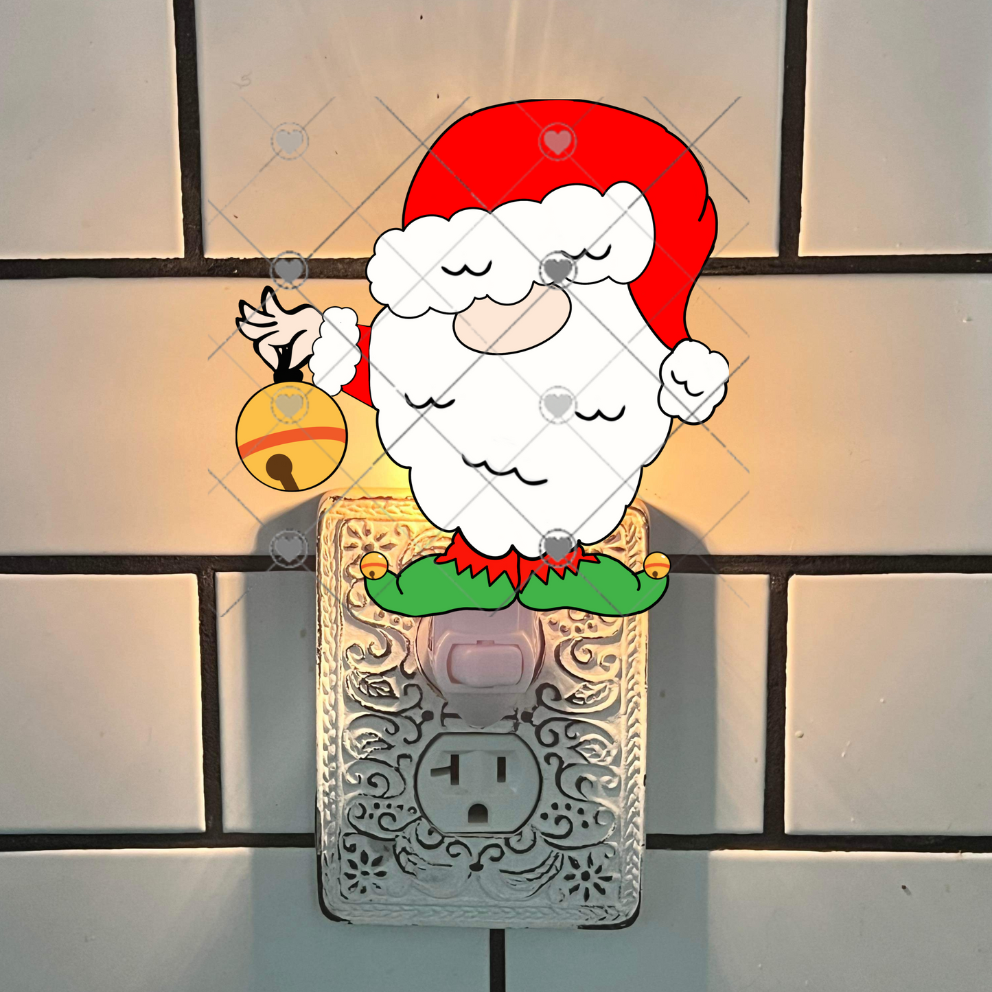 Santa Gnome holding bell Christmas Design png, ornament, sign, sweatshirt