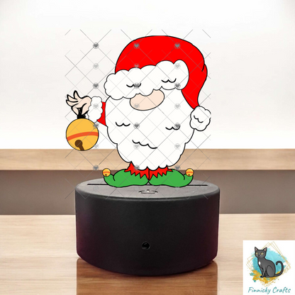 Santa Gnome holding bell Christmas Design png, ornament, sign, sweatshirt