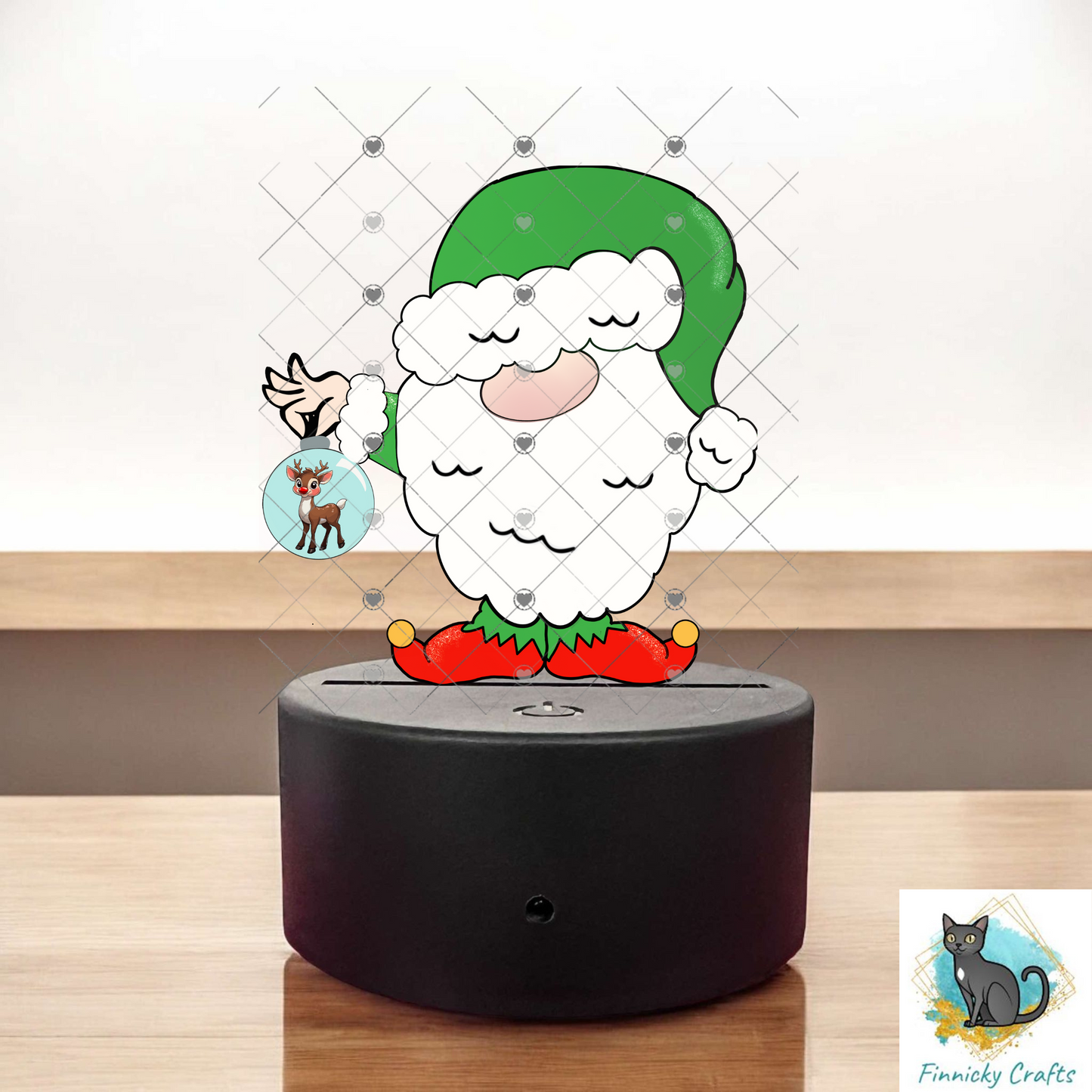 Santa Elf Gnome holding Rudolph Christmas Design png, ornament, sign, sweatshirt