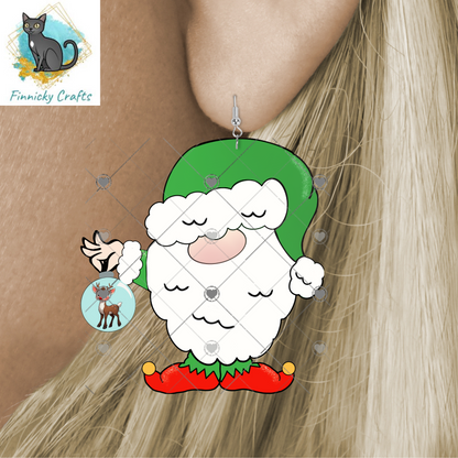 Santa Elf Gnome holding Rudolph Christmas Design png, ornament, sign, sweatshirt