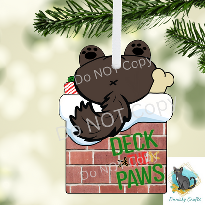 Upside Down Dog in Chimney Christmas Ornament png, earrings, sign, DTF
